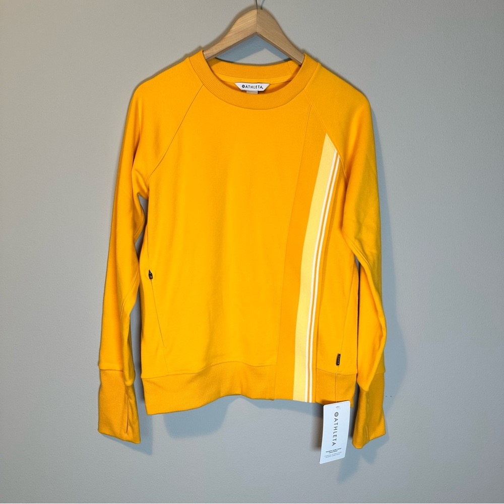 Athleta Crew Neck Yellow Triumph Game Point Sweatshirt Pullover Outdoor Workout